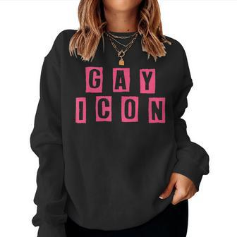 Gay Icon Lgbt Pride Flag Rainbow Queer Ally Support Legend Women Sweatshirt - Monsterry CA