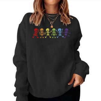 Gay Lgbt Pride Skeleton Pride Lgbt Rainbow Skeleton Gay Lgbt Women Sweatshirt - Monsterry UK