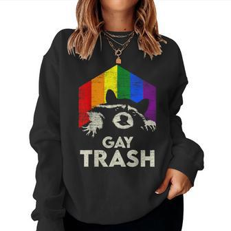 Gay Trash Raccoon Lgbt Rainbow Gay Pride Month Vintage Women Sweatshirt - Monsterry UK