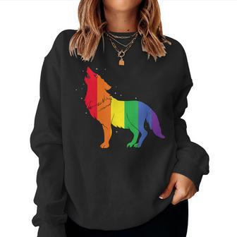 Gay Wolf Rainbow Wolf Skin Gay Pride Lgbt Women Sweatshirt - Monsterry
