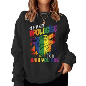 Gay Wolfs Rainbow Wolfs Skin Gay Pride Lgbt Women Sweatshirt - Monsterry