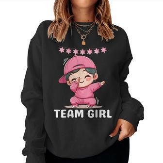 Gender Reveal Party Team Girl Dabbing Cute Baby Pink Teams Women Sweatshirt | Mazezy