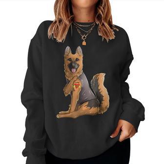 German Shepherd I Love Mom Tattoo Dog Mother's Day Women Sweatshirt - Monsterry AU