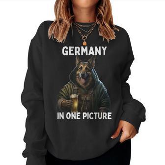 Germany In One Picture German Shepherd Drinking Beer Women Sweatshirt - Monsterry CA