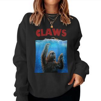 Giant Sloth Terrorizing Swimmer Beware Of Claws Women Sweatshirt - Monsterry