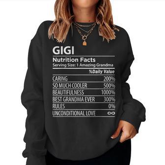 Gigi Nutrition Facts Grandma Women Sweatshirt - Monsterry CA