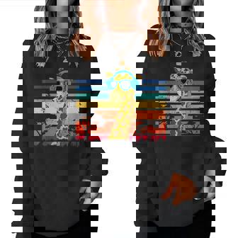 Giraffe With Sunglasses Giraffe Lover Zoo Animal Wildlife Women Sweatshirt - Thegiftio