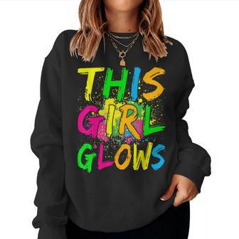 This Girl Glows 80S Retro Costume Party Women Sweatshirt | Mazezy