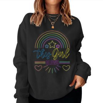 This Girl Glows Cute Girl Woman Tie Dye 80S Party Team Women Sweatshirt - Monsterry CA