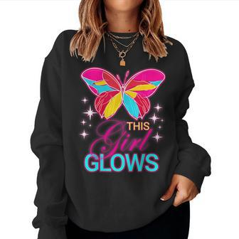 This Girl Glows Cute Girl Woman Tie Dye 80S Party Team Women Sweatshirt - Seseable