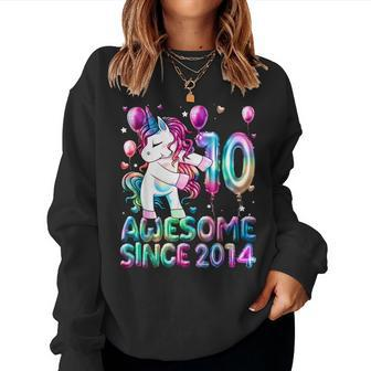 Girls Double Digits 10 Year Old 10Th Birthday Girl Unicorn Women Sweatshirt - Monsterry AU