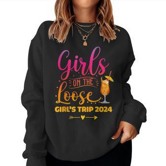 Girls On The Loose Tie Dye Girls Weekend Trip 2024 Women Sweatshirt - Seseable