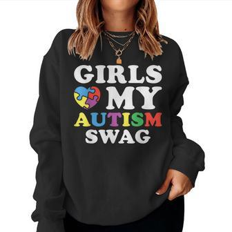 Girls Love My Autism Swag Autistic Boy Girl Awareness Women Sweatshirt - Thegiftio UK