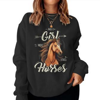 Girls Riding Just A Girl Who Loves Horses Women Sweatshirt - Seseable