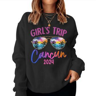 Girls Trip Cancun Mexico 2024 Sunglasses Summer Girlfriend Women Sweatshirt - Seseable