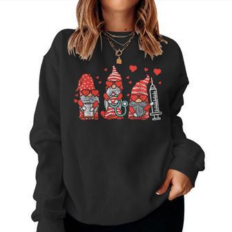 Gnome Nurse Scrub Valentine Rn Icu Er Valentines Day Women Women Sweatshirt - Monsterry CA