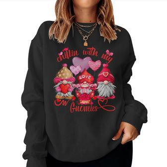 Gnomes Valentines Day T Girl Cute Heart Graphic Women Sweatshirt - Thegiftio UK