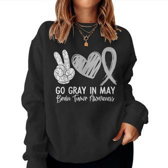 Go Gray In May Rainbow Brain Cancer Tumor Awareness Women Sweatshirt | Mazezy DE