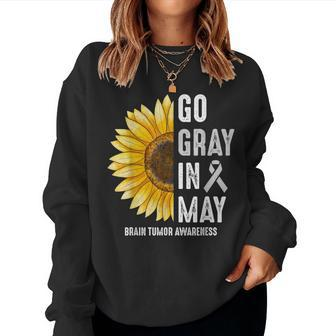 Go Gray In May Support Rainbow Brain Cancer Tumor Awareness Women Sweatshirt - Seseable