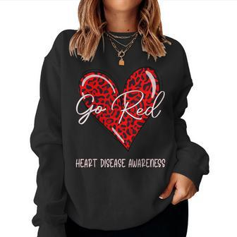 Go Red For Heart Disease Awareness Month Leopard Women Sweatshirt - Thegiftio UK