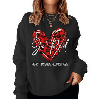 Go Red For Heart Disease Awareness Month Leopard Women Sweatshirt - Monsterry