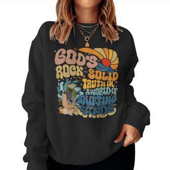 Gods Rock Solid Breaker Rock Beach Vbs 2024 Christian Groovy Women Sweatshirt - Thegiftio UK