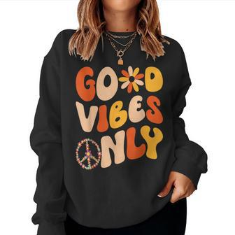 Good Vibes Only Peace Love 60S 70S Tie Dye Groovy Hippie Women Sweatshirt - Seseable