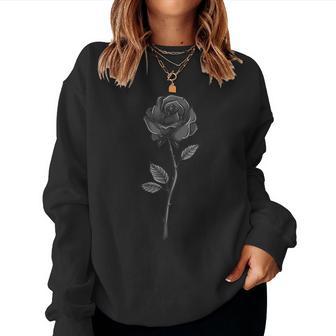 Goth Floral Black Rose Flower Lover Women Sweatshirt - Thegiftio UK