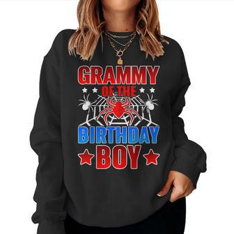 Grammy Of The Birthday Boy Costume Spider Web Party Grandma Women Sweatshirt - Thegiftio UK