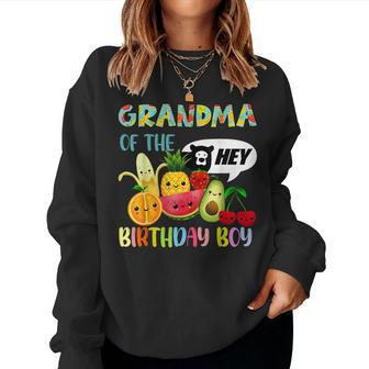 Grandma Of The Birthday Boy Family Fruit Birthday Hey Bear Women Sweatshirt - Monsterry UK