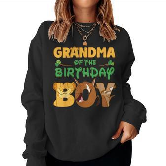 Grandma Of The Birthday Boy Lion Family Matching Women Sweatshirt - Seseable