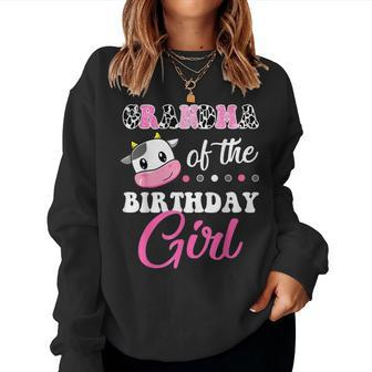 Grandma Of The Birthday Girl Family Matching Farm Cow Women Sweatshirt | Mazezy