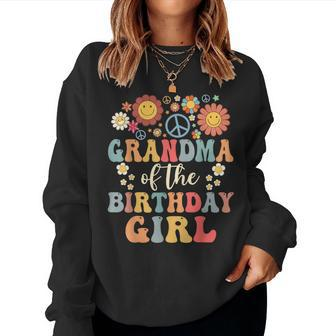 Grandma Of The Birthday Girl Groovy Themed Family Matching Women Sweatshirt - Monsterry DE