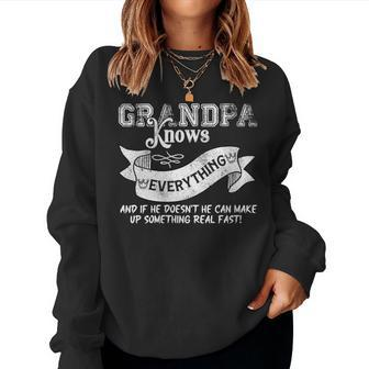 Grandpa Knows Everything Vintage Father's Day Women Sweatshirt - Monsterry AU