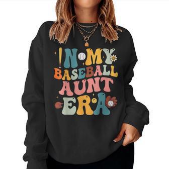 Groovy In My Baseball Aunt Era Matching Family Women Sweatshirt - Seseable