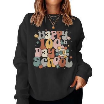 Groovy Happy 100Th Day Of School For Teacher Student Women Sweatshirt - Monsterry CA