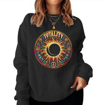 Groovy Hippy Total Solar Eclipse 2024 Totality Women Sweatshirt - Seseable