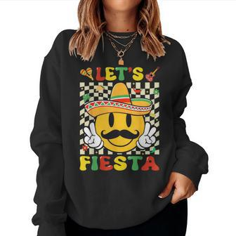 Groovy Let's Fiesta Cinco De Mayo Sombrero Hat Mexican Party Women Sweatshirt - Monsterry UK