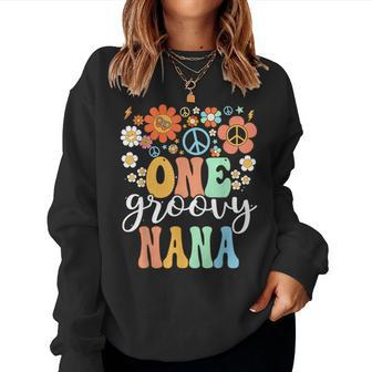 Groovy Nana Retro Grandma Birthday Matching Family Party Women Sweatshirt - Monsterry