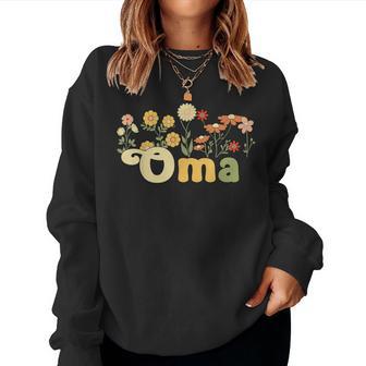 Groovy Oma Grandmother Flowers Oma Grandma Women Sweatshirt - Monsterry