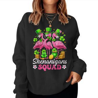 Groovy Shenanigan Squad Irish Flamingo St Patrick's Day Women Sweatshirt - Thegiftio