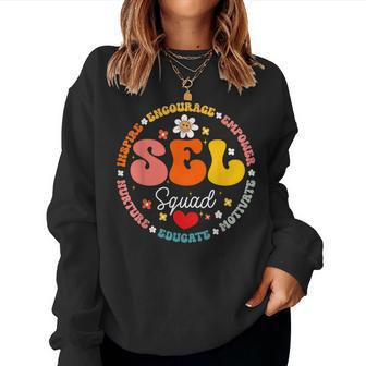 Groovy Social Emotional Learning Teacher Sel Squad Women Sweatshirt - Seseable