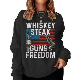 Guns Whiskey Steak Freedom Whiskey Bourbon Women Sweatshirt - Monsterry DE