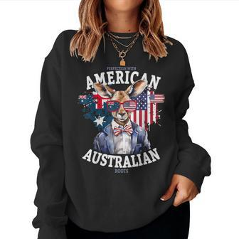Half American & Half Australian Flag Idea & Kangaroo Women Sweatshirt | Mazezy