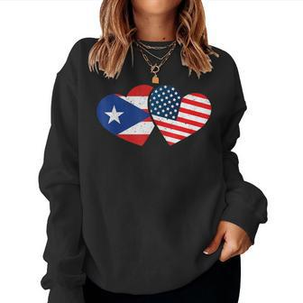 Half American Puerto Rican Girl Usa Puerto Rico Flag Boricua Women Sweatshirt - Seseable