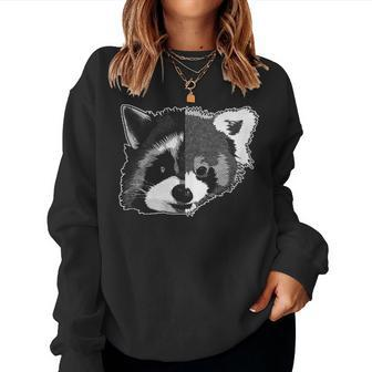 Half Face Of Raaccoon Half Face Of Red Panda Raccoon Women Sweatshirt - Monsterry UK