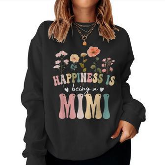Happiness Is Being A Mimi Floral Mimi Mother's Day Women Sweatshirt | Mazezy