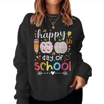 Happy 100 Days Of School Cute Teacher 100Th Day Of School Women Sweatshirt | Mazezy