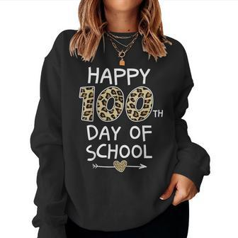 Happy 100Th Day Of School Leopard Cute For Teacher Student Women Sweatshirt - Monsterry AU
