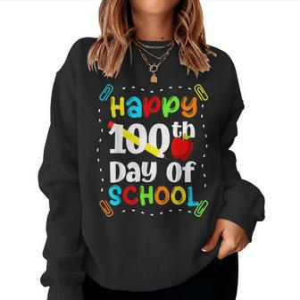 Happy 100Th Days Of School Teacher Boys Girls 100 Days Women Sweatshirt - Thegiftio UK